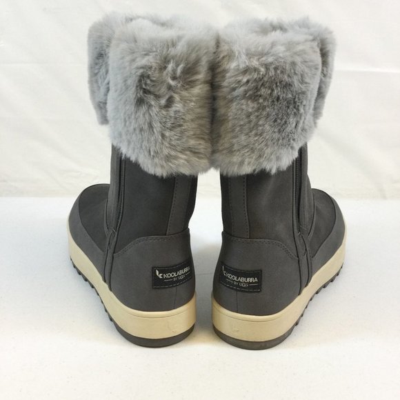 NIB UGG KOOLABURRA WOMEN'S TALL SUEDE FUR CUFF LINED WATERPROOF BOOTS GRAY - Picture 4 of 7